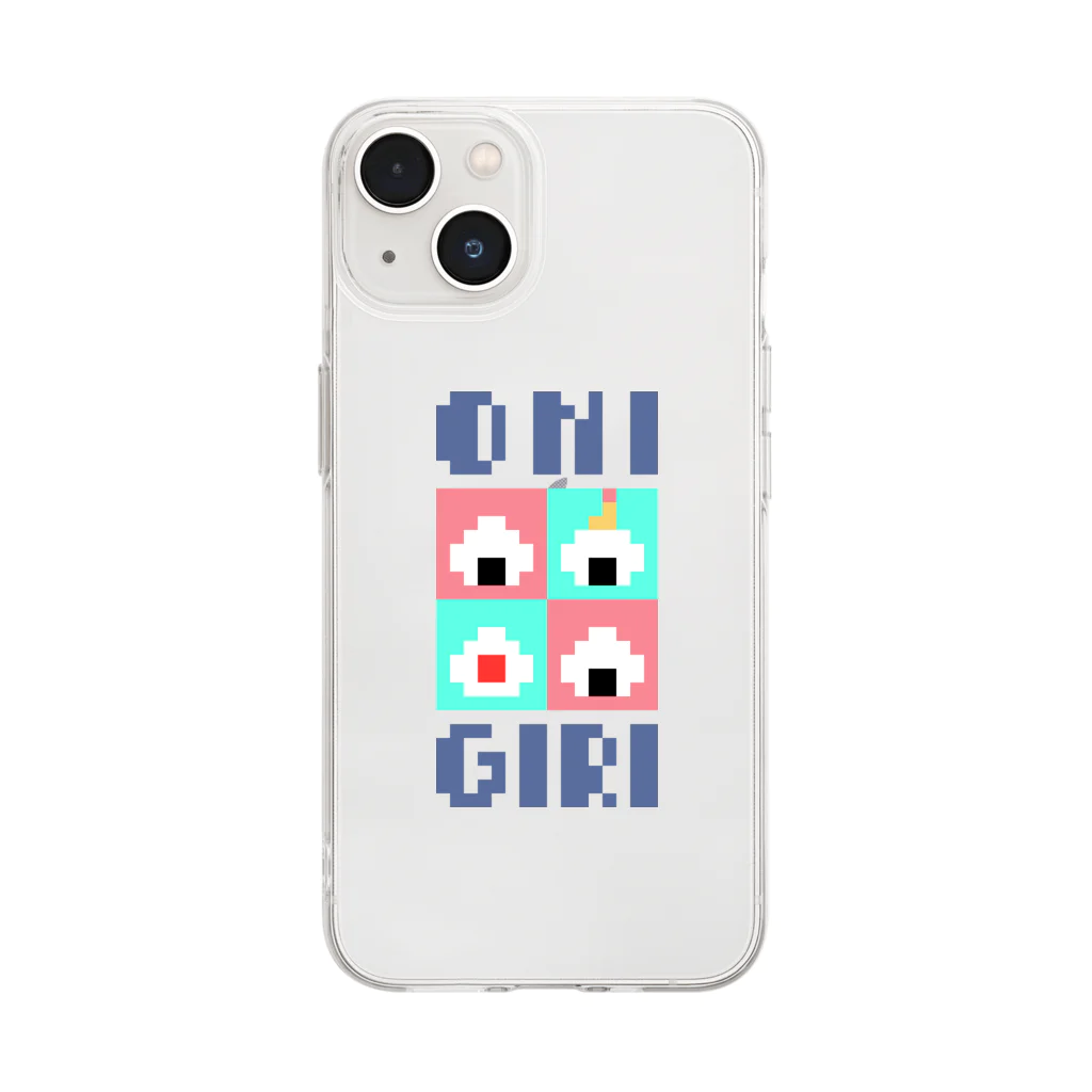 栗田プリンのドット絵グッズのドット絵おにぎり Soft Clear Smartphone Case