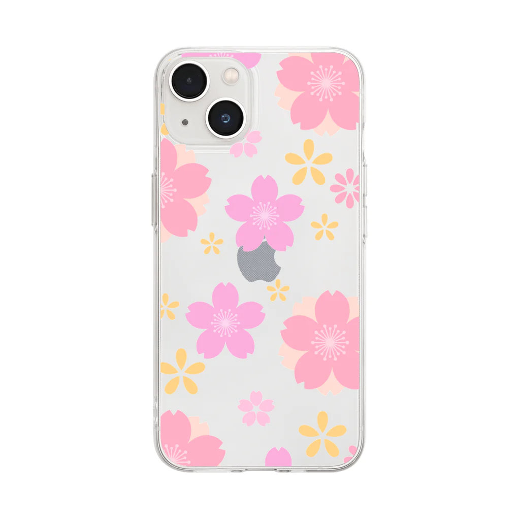 orange_honeyの桜76 Soft Clear Smartphone Case