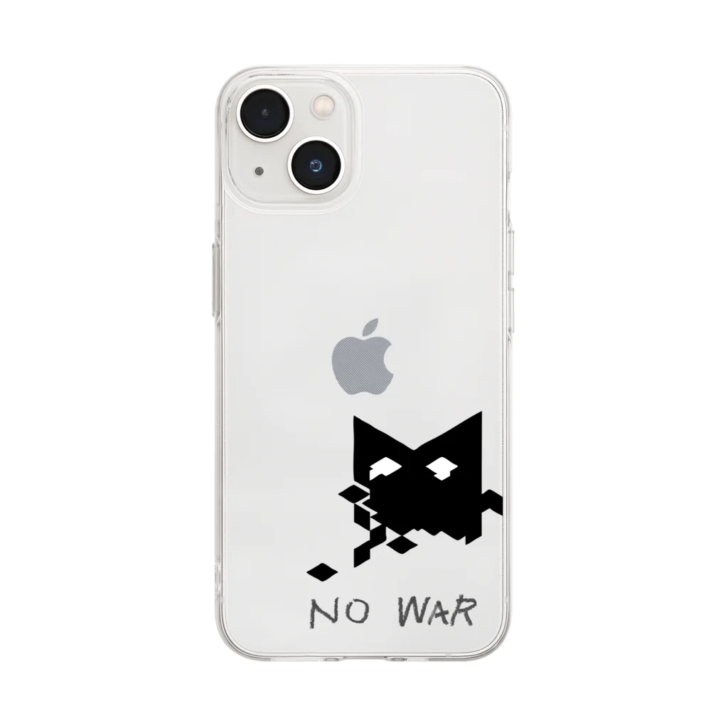 MS Artの＜NO WAR＞crying cat Soft Clear Smartphone Case