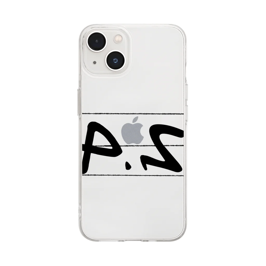 P.S公式グッズのP.Sロゴ(黒) Soft Clear Smartphone Case