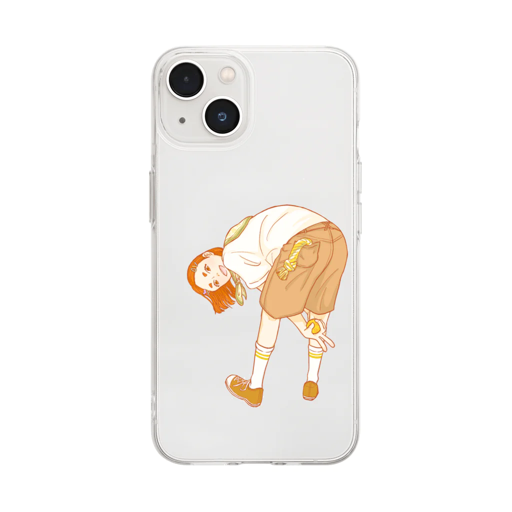 チ ホのコーギーな女の子 Soft Clear Smartphone Case