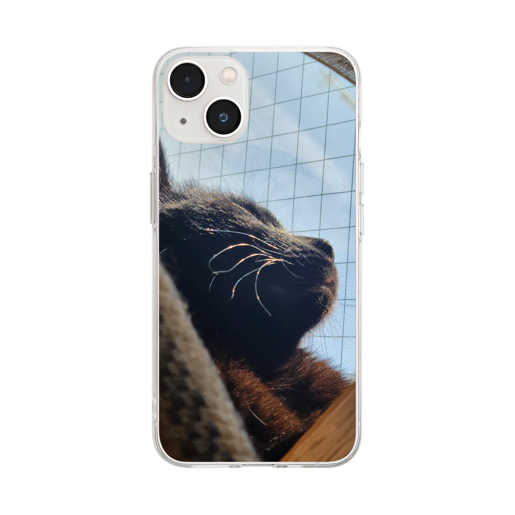 チーかまの黒猫クロくん Soft Clear Smartphone Case