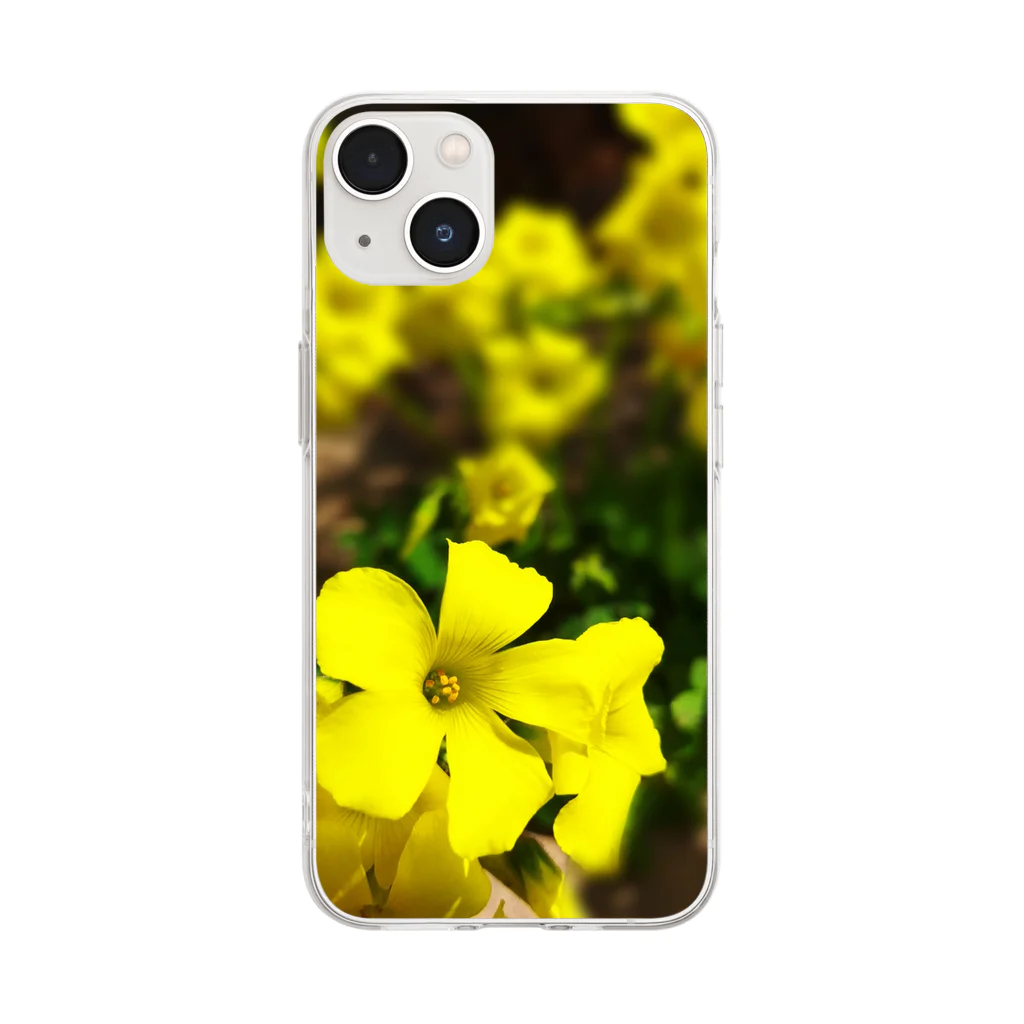 サボニャンSHOPのウクライナ応援 黄色い花のスマホケース Soft Clear Smartphone Case