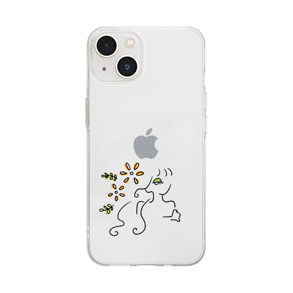 えまのflower marguerite Soft Clear Smartphone Case