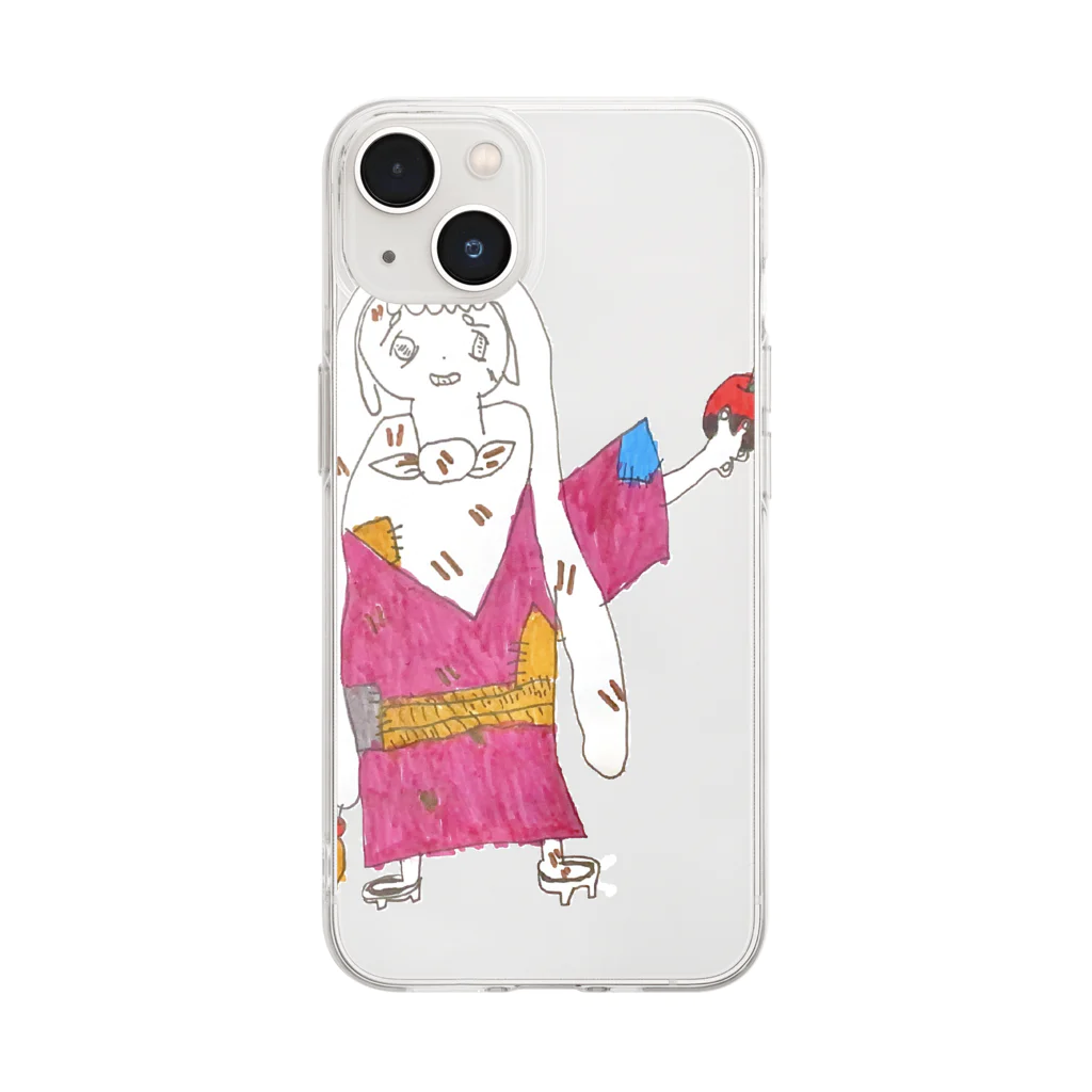 onの毒りんごを持った女の子 Soft Clear Smartphone Case