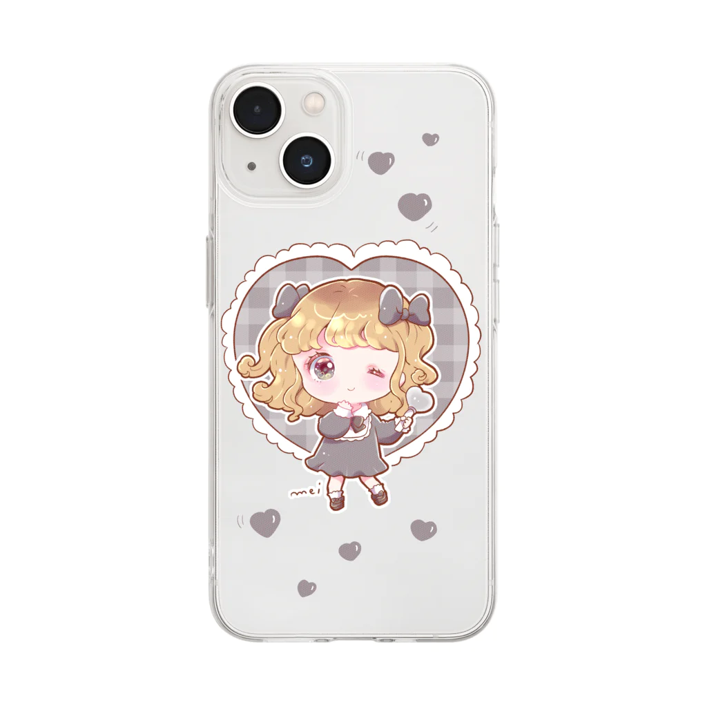 meiの黒推し女の子スマホケース Soft Clear Smartphone Case