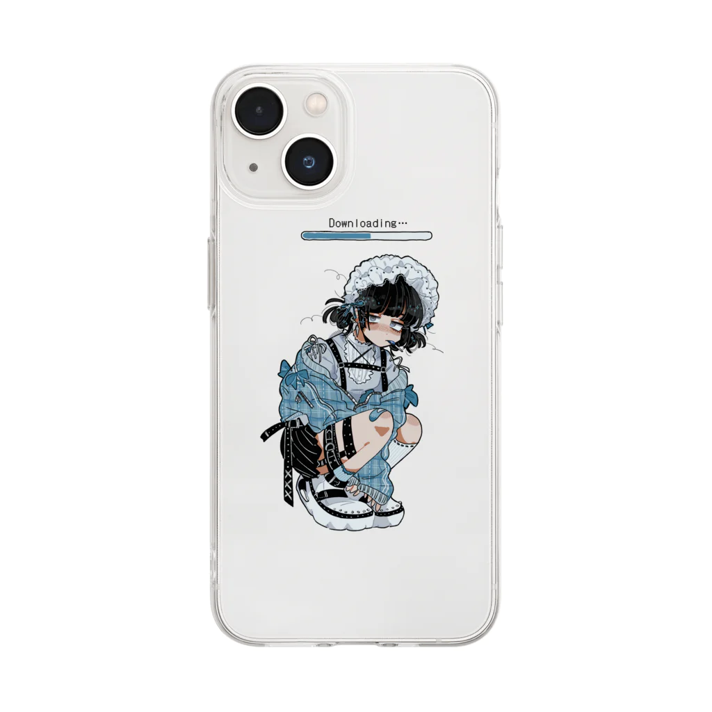 かいばしらのダウンロードちゃん Soft Clear Smartphone Case