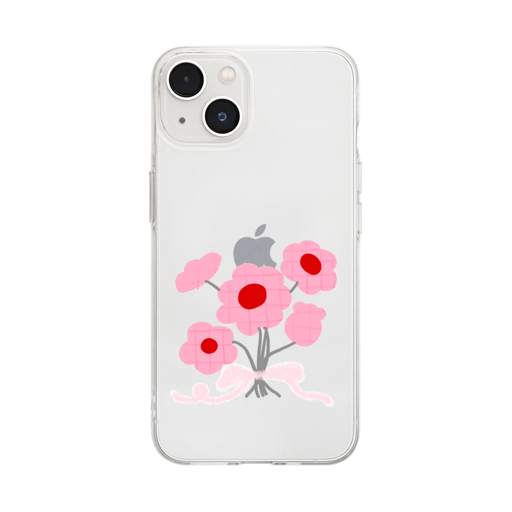レモンスカッシュの泡のピンクと赤とチェックのブーケ Soft Clear Smartphone Case