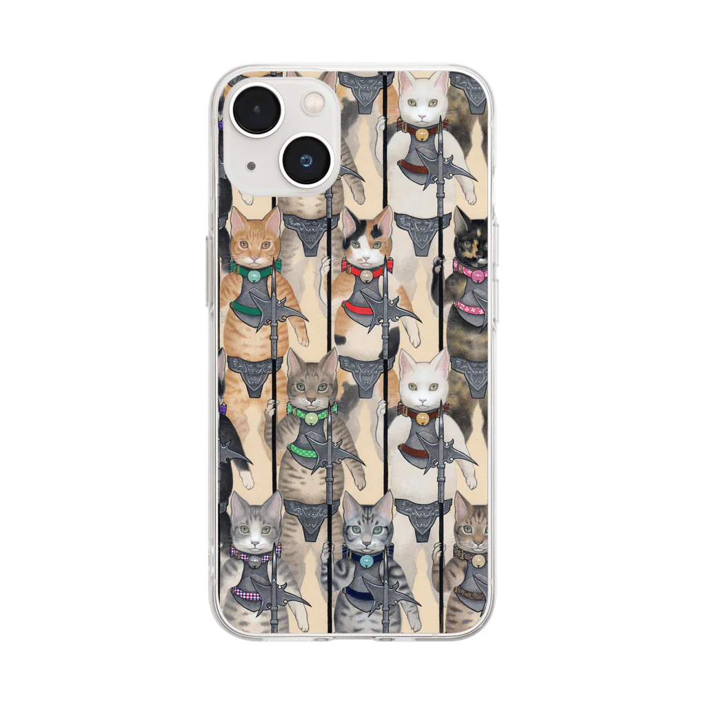 神聖家畜帝国　SUZURI店の行軍（猫） Soft Clear Smartphone Case