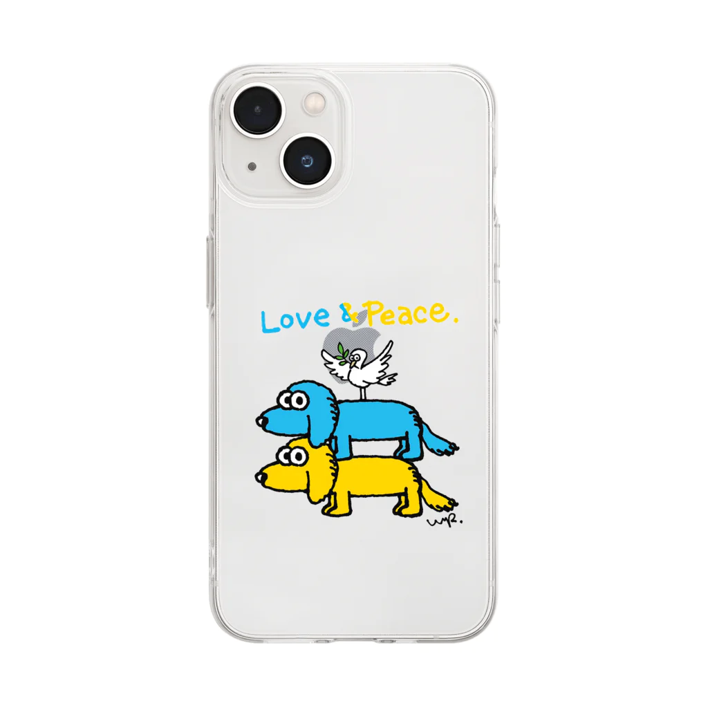 ゆるふわんにゃんのpeace dog Soft Clear Smartphone Case