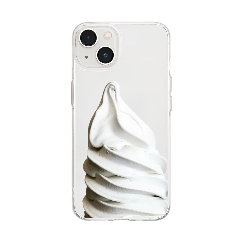 五月雨アクションのソフトクリームの頭 Soft Clear Smartphone Case