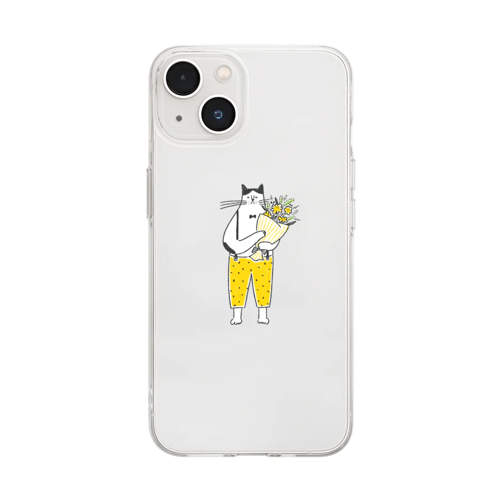 佇む猫の居るお店の佇む猫 Soft Clear Smartphone Case