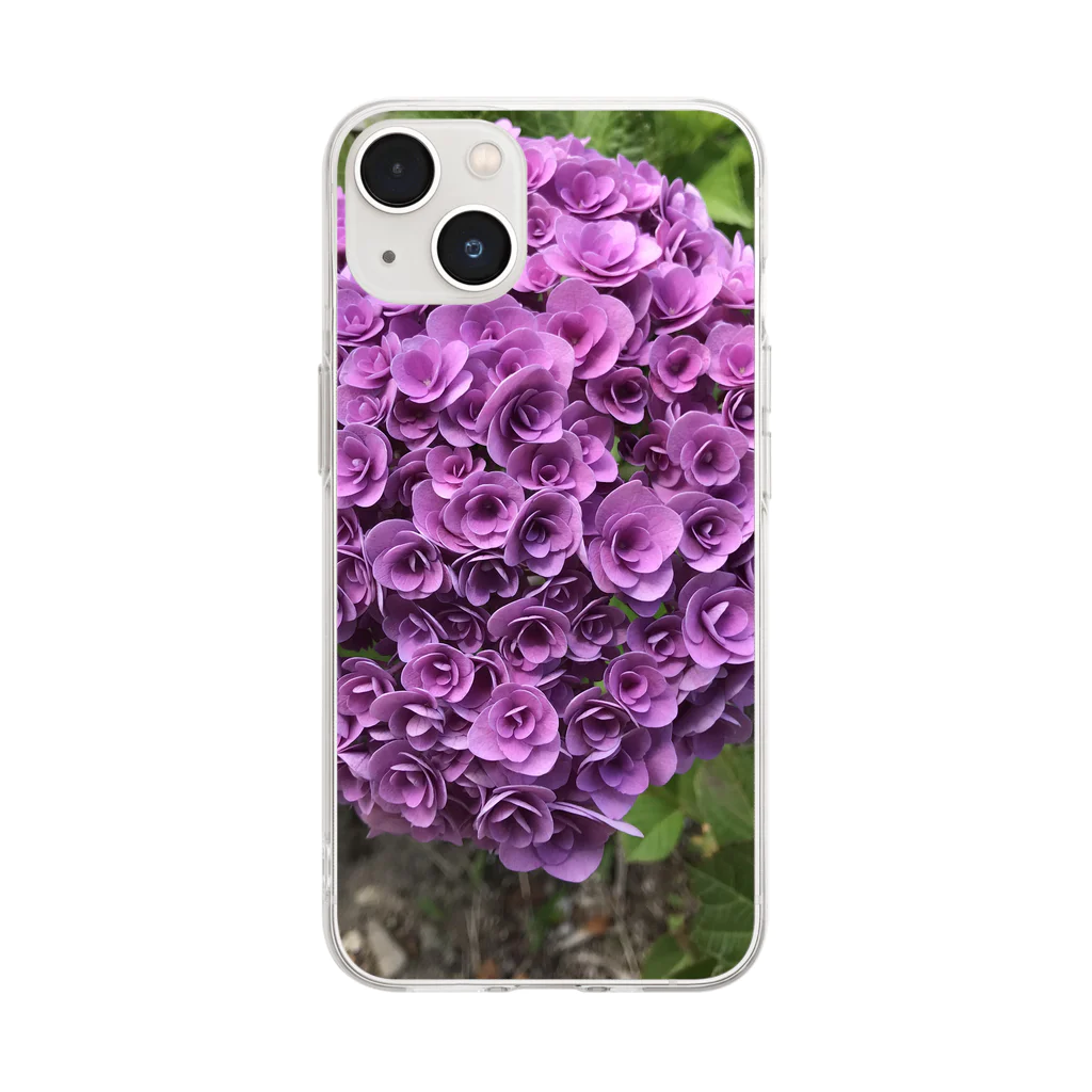 れとろとのパープル 紫陽花 Soft Clear Smartphone Case