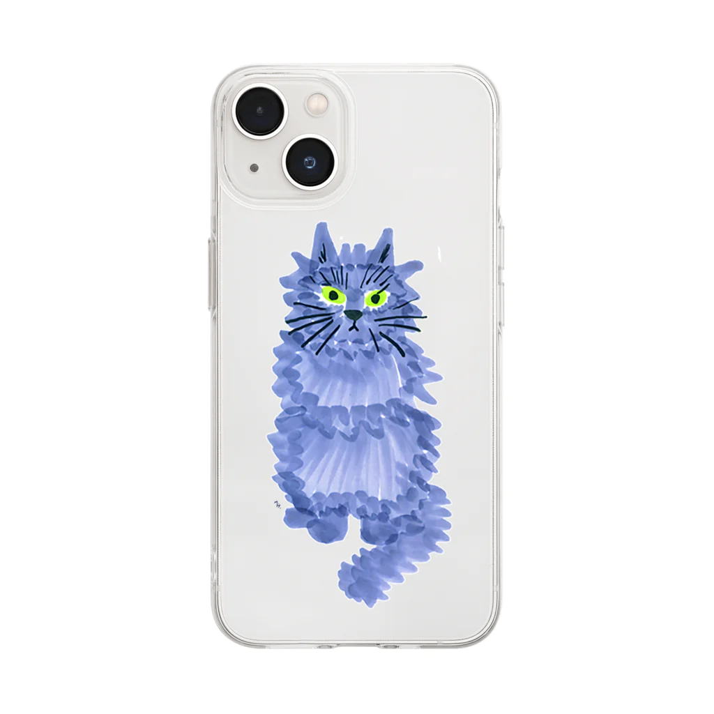 segasworksのながいねこ（お座り） Soft Clear Smartphone Case