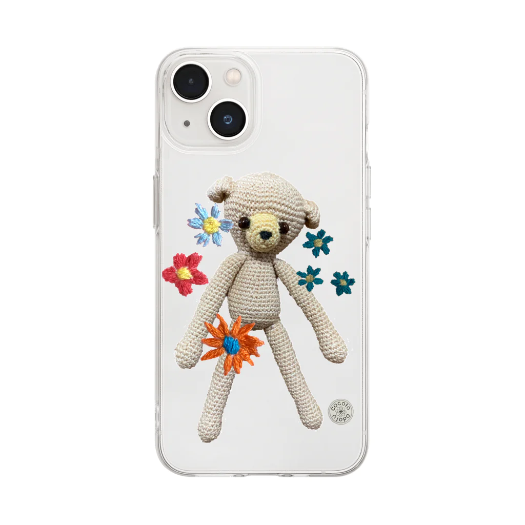 cocoloodolu〜ココロオドル〜の花とクマちゃん(ソーイングシリーズ) Soft Clear Smartphone Case