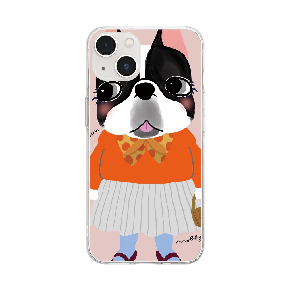 Nobby's SUZURI shopのフレブルのおーちゃん（背景あり） Soft Clear Smartphone Case