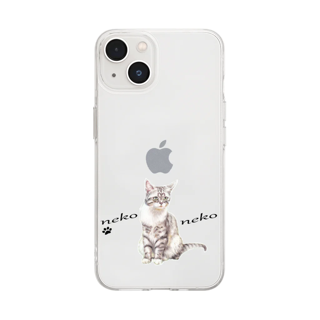 Ａｔｅｌｉｅｒ　Ｈｅｕｒｅｕｘのパステル💗ねこねこ　マーブルちゃん Soft Clear Smartphone Case