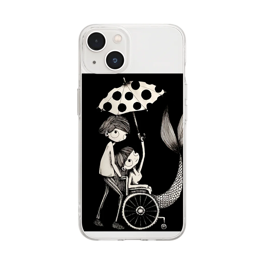 mermaidの雨の日の人魚 Soft Clear Smartphone Case