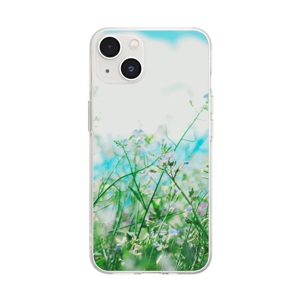 orange_honeyの花柄3 Soft Clear Smartphone Case