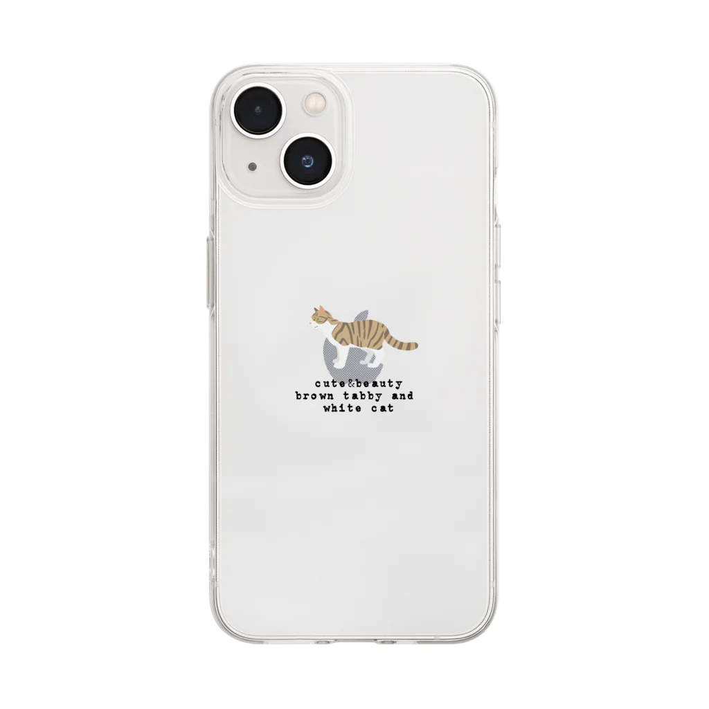 orange_honeyの猫1-9 キジ白猫 Soft Clear Smartphone Case
