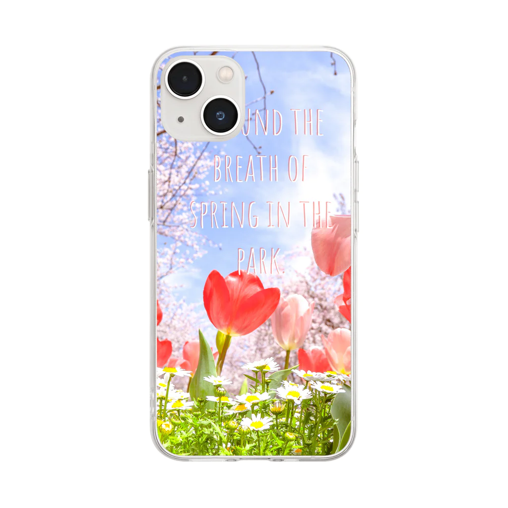 蛍石のI found the breath of spring in the park. Soft Clear Smartphone Case