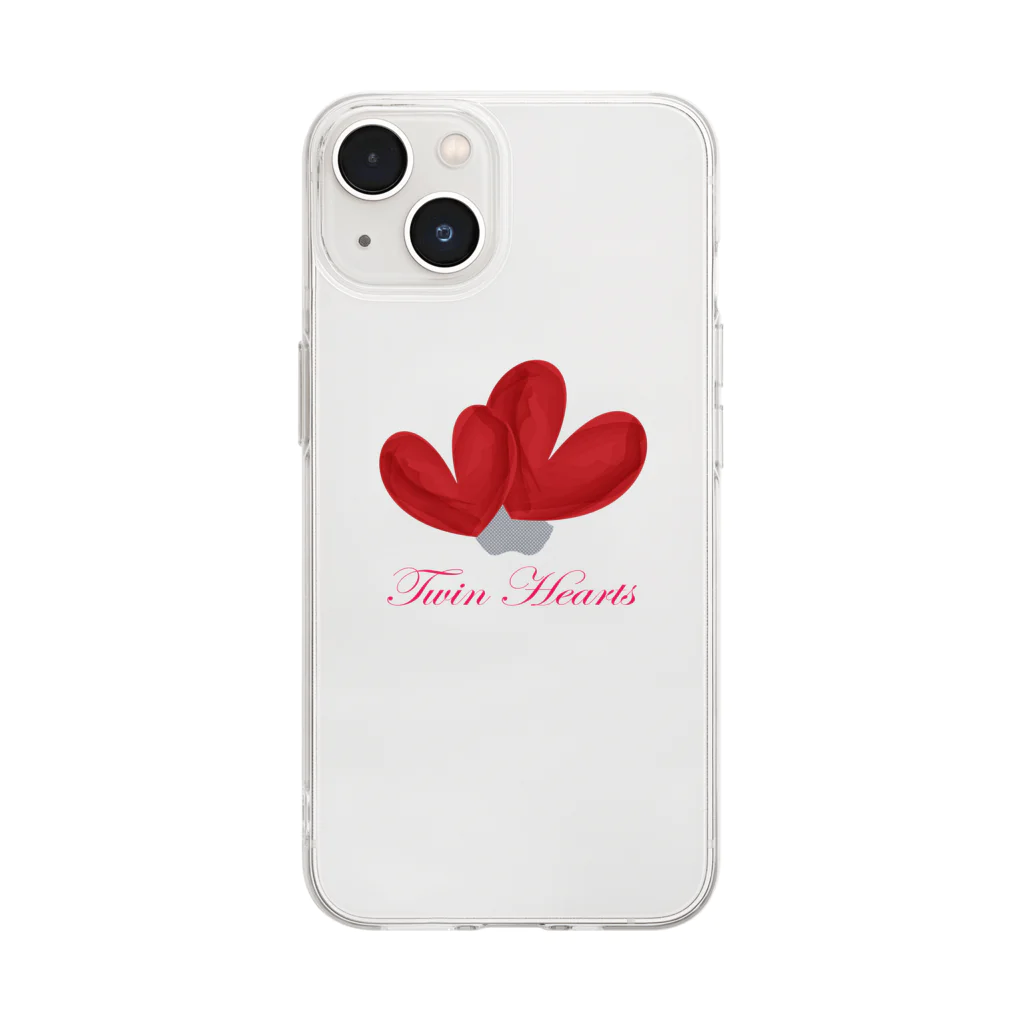 savannahのTwin Hearts Soft Clear Smartphone Case