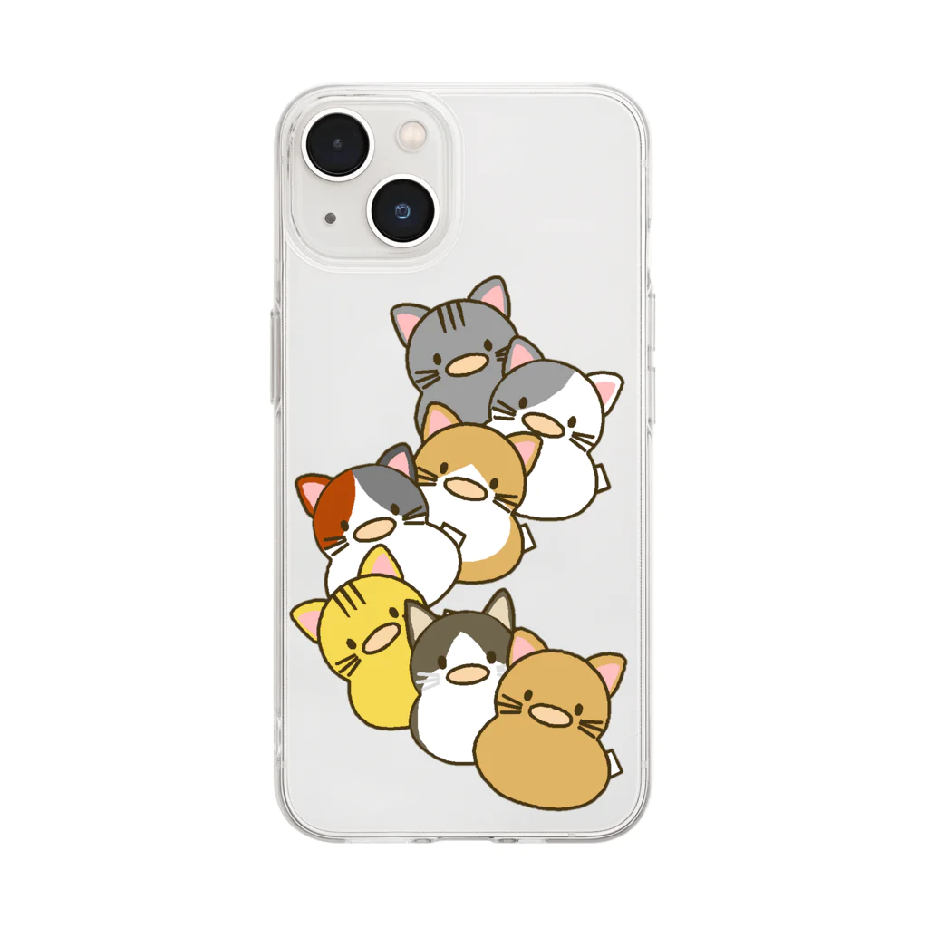 Rinockfarm(リノックファーム)のネコぴよ　ニャーニャートレイン Soft Clear Smartphone Case