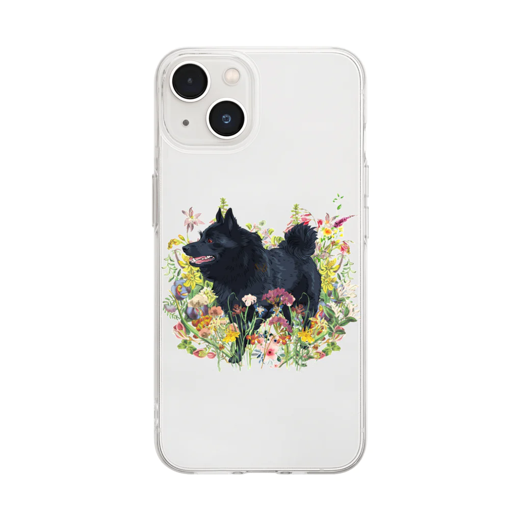 Doggie Freaksのお花畑のスキッパーキ Soft Clear Smartphone Case