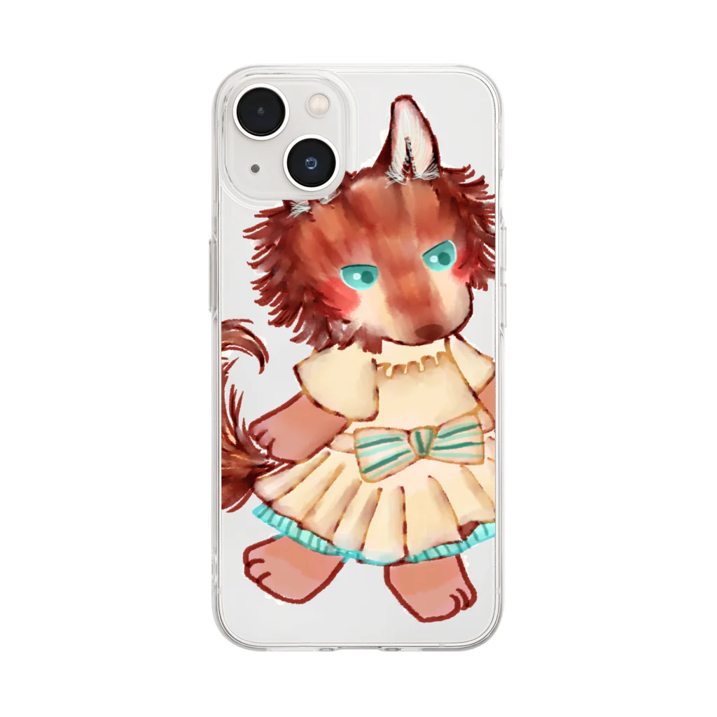 ノアオオカミのオオカミのウルフル Soft Clear Smartphone Case