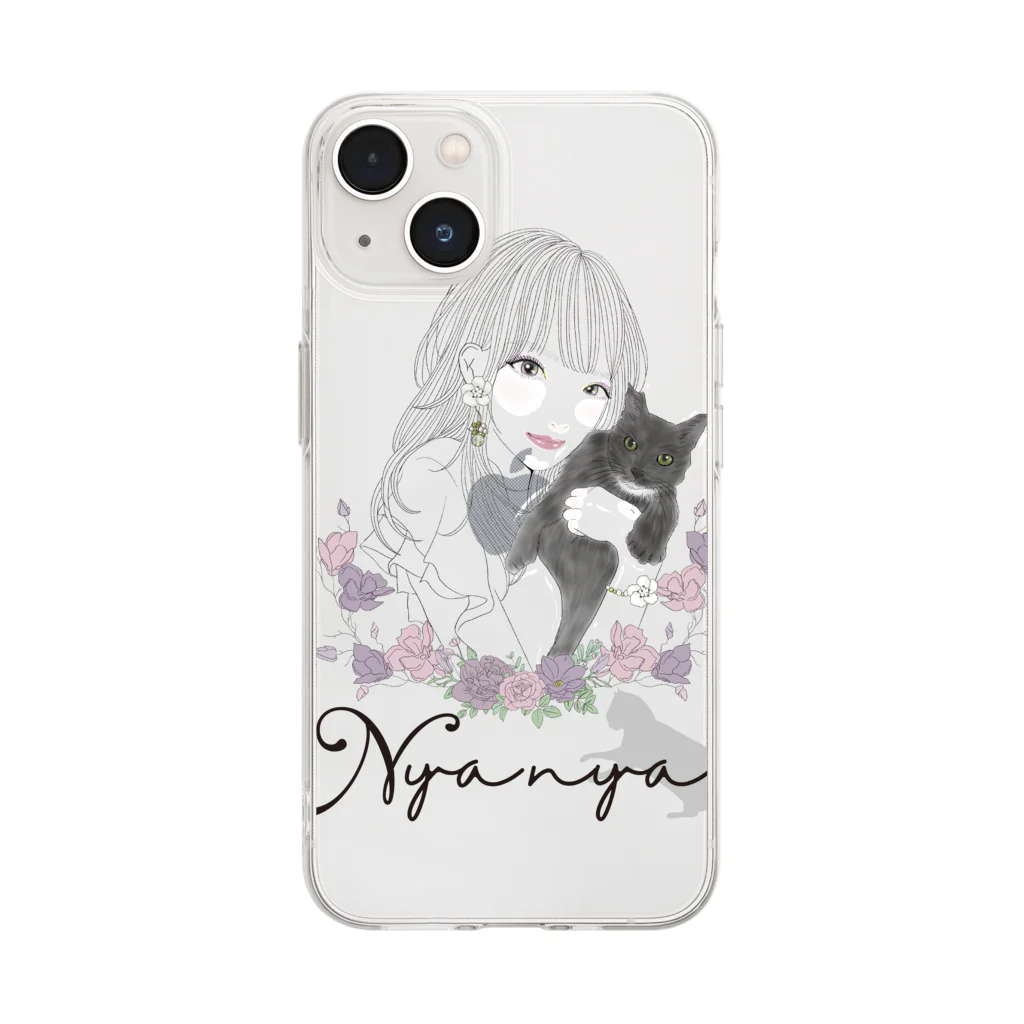 水無月蝶のLove♡Nyanya Soft Clear Smartphone Case