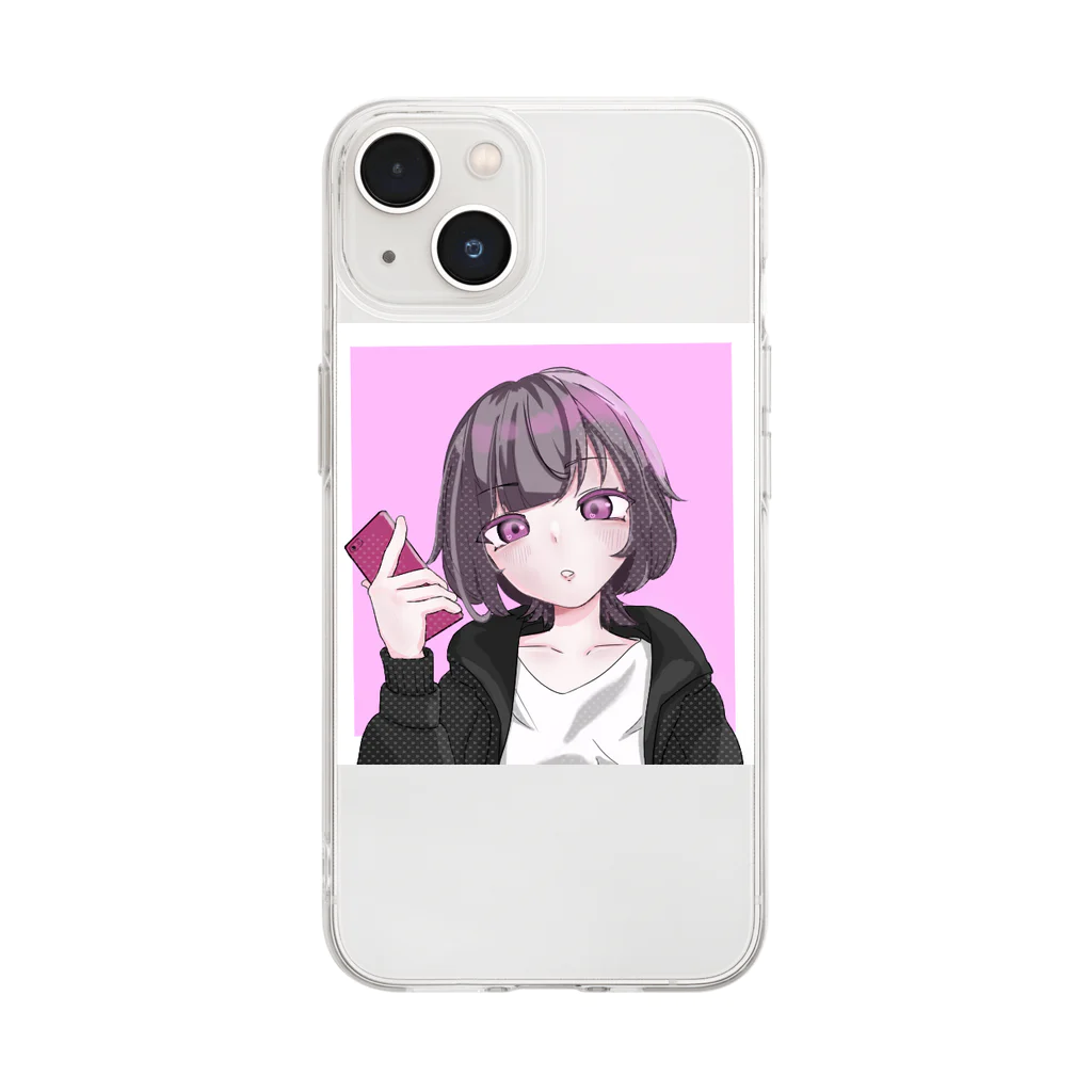 雪だるまのダウナーちゃん Soft Clear Smartphone Case