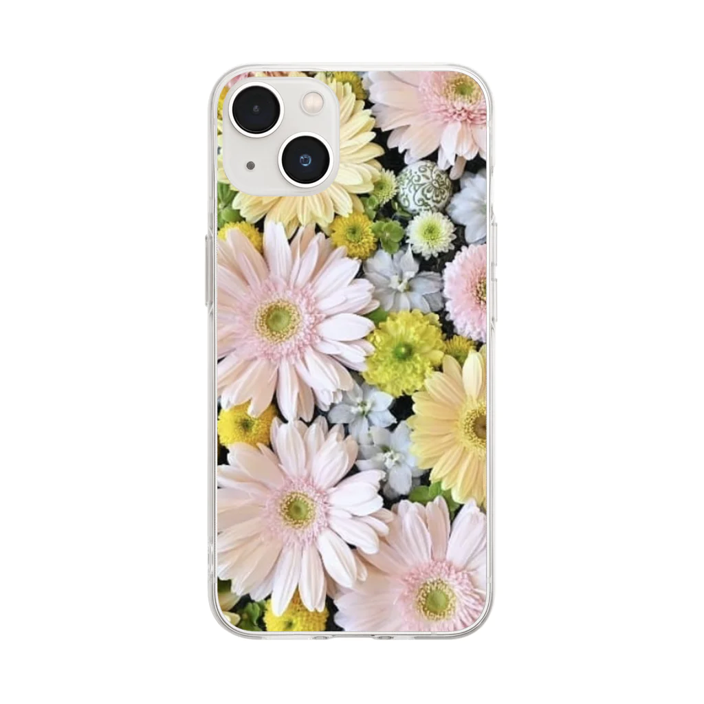 幸せうさぎの花手水 Soft Clear Smartphone Case