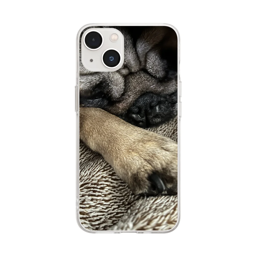 pug♡むぎのパグ好きのためのTシャツ♡ Soft Clear Smartphone Case