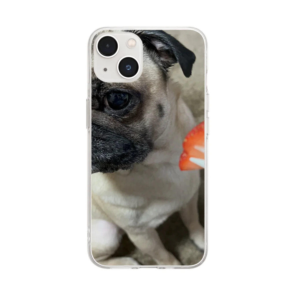 pug♡むぎのパグ好きのための♡ Soft Clear Smartphone Case