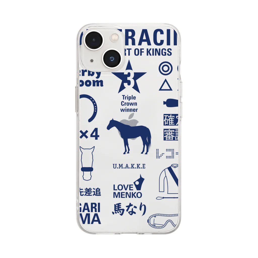 KAWAGOE GRAPHICSのHORSERACING GRAPHICS 紺 Soft Clear Smartphone Case