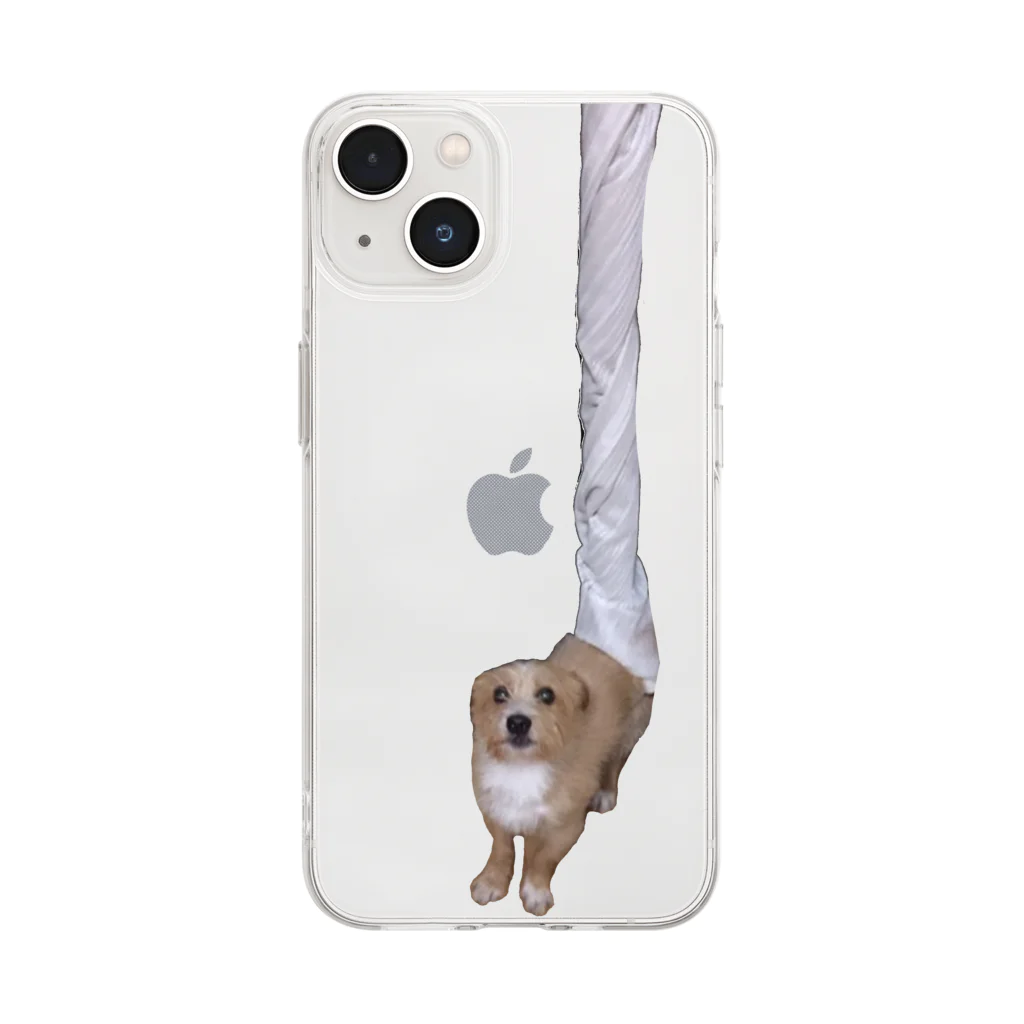 川村さん家の柴犬コロちゃんのカーテンに食べられたそらちゃん Soft Clear Smartphone Case