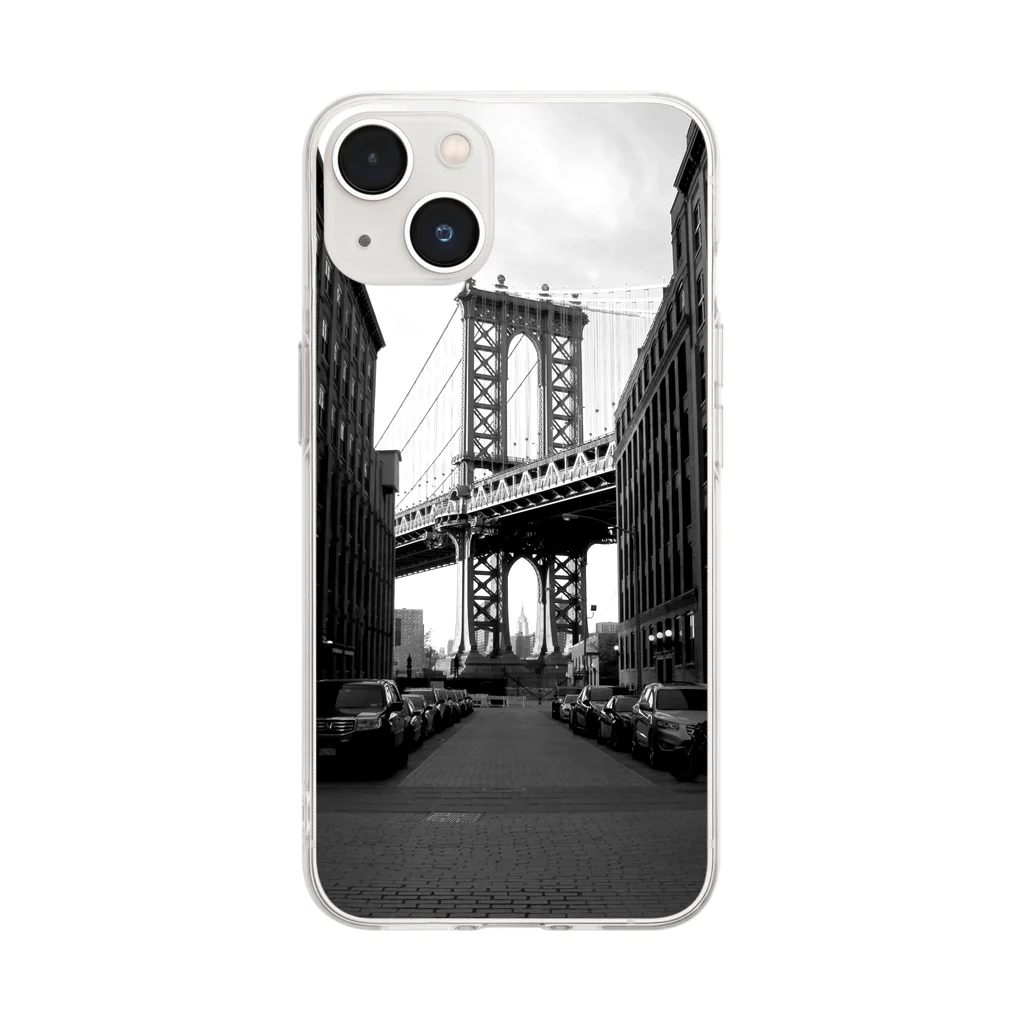 artsquadのアメリカ ニューヨーク ブルックリンブリッジ Soft Clear Smartphone Case