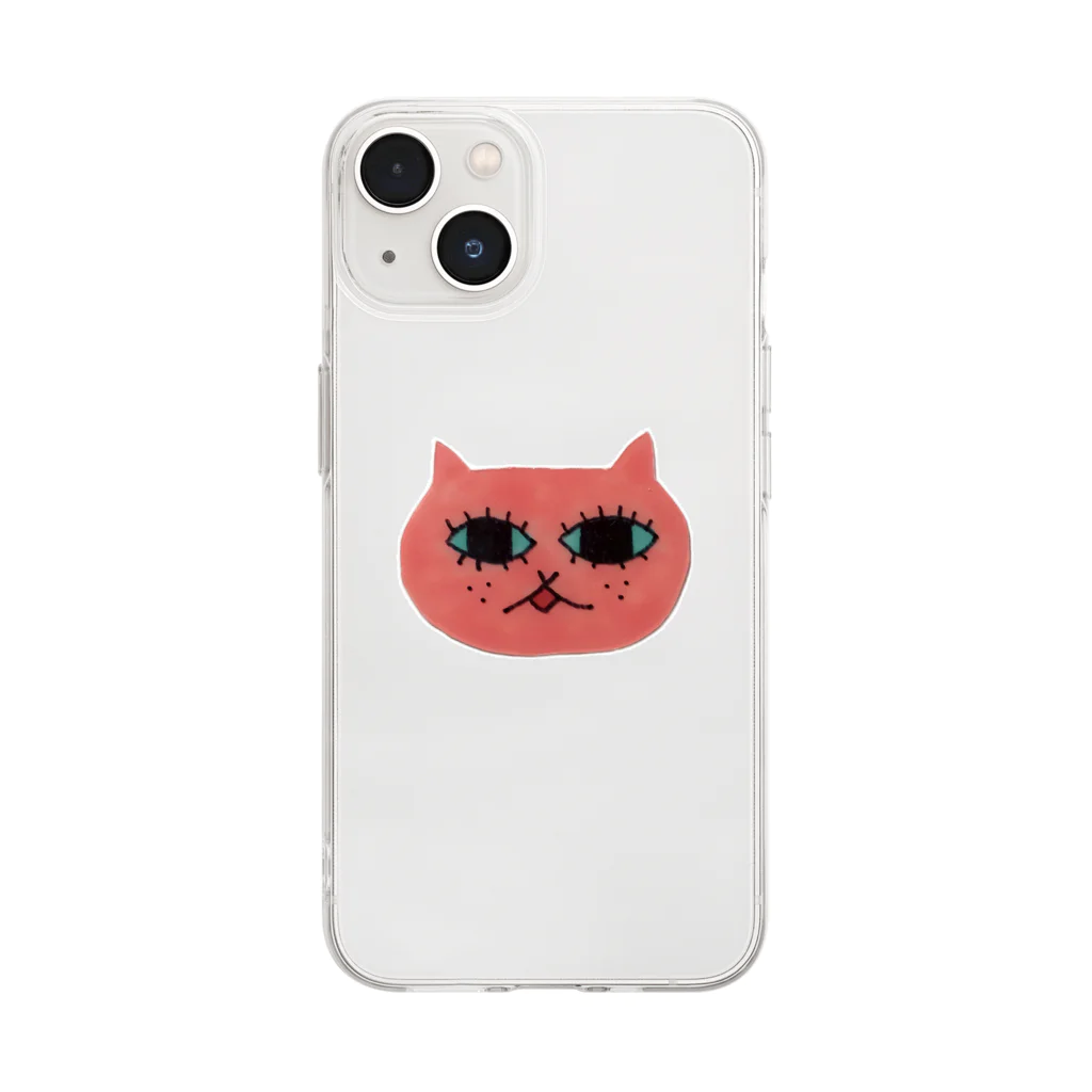 maenekoのピンクねこちゃん Soft Clear Smartphone Case