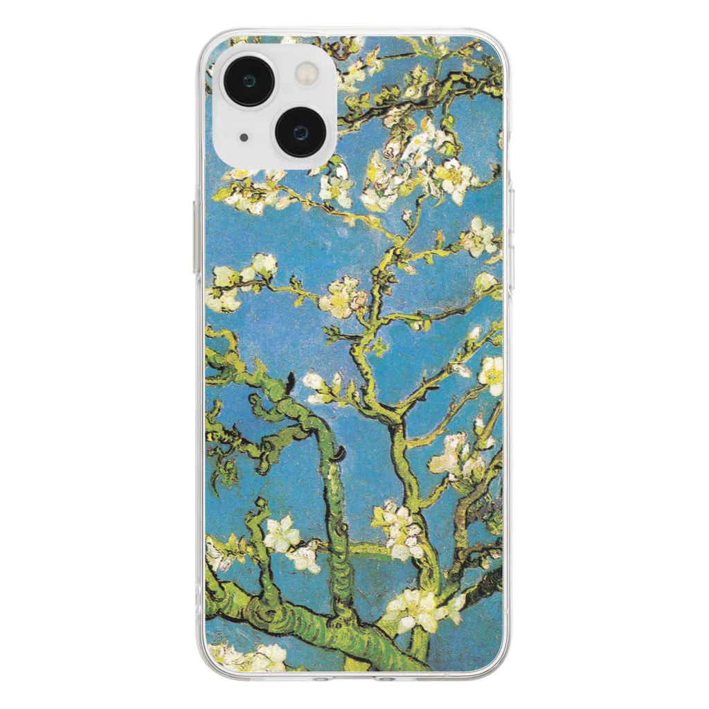 世界の名画館 SHOPのゴッホ「花咲くアーモンドの木の枝」 Soft Clear Smartphone Case