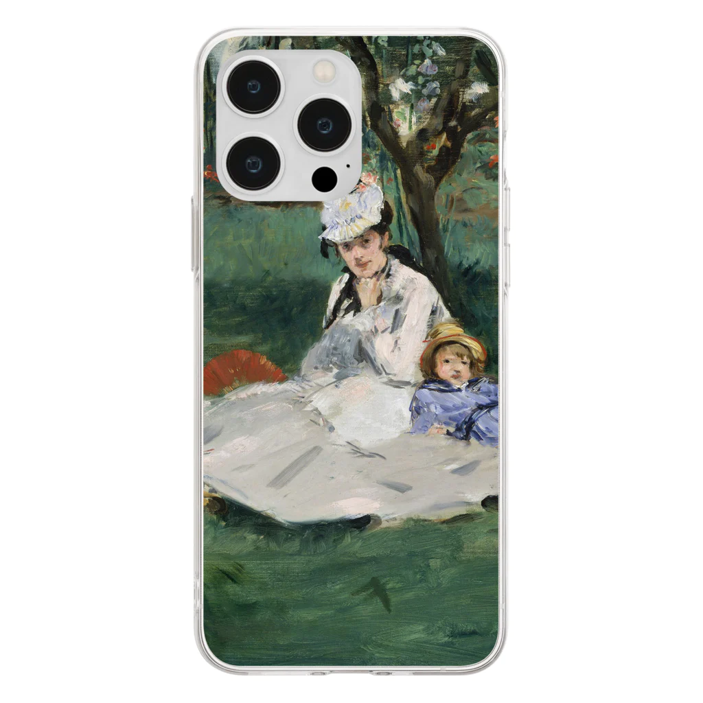 SONOTENI-ARTの012-002　エドゥアール・マネ　『庭のモネ一家』　クリア　スマホケース　iPhone 14ProMax/14Plus/13ProMax/12ProMax/11ProMax専用デザイン　CC5-2 Soft Clear Smartphone Case