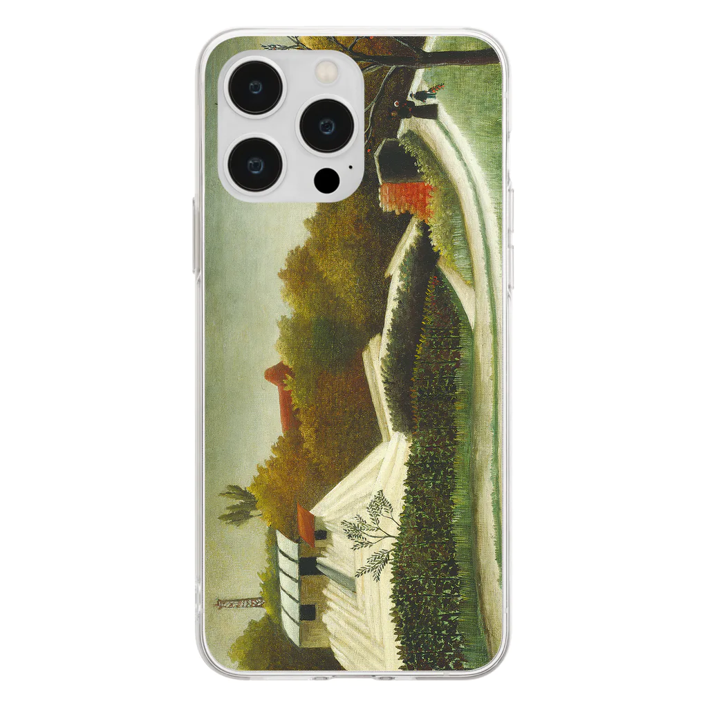 SONOTENI-ARTの029-003　アンリ・ルソー　『パリ郊外の製材所』　クリア　スマホケース　iPhone 14ProMax/14Plus/13ProMax/12ProMax/11ProMax専用デザイン　CC5-2 Soft Clear Smartphone Case