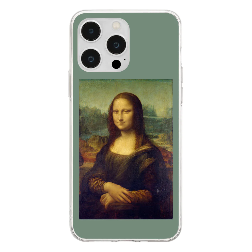 SONOTENI-ARTの018-001　レオナルド・ダ・ヴィンチ　『モナ・リザ』　クリア　スマホケース　iPhone 14ProMax/14Plus/13ProMax/12ProMax/11ProMax専用デザイン　CC5-2 Soft Clear Smartphone Case