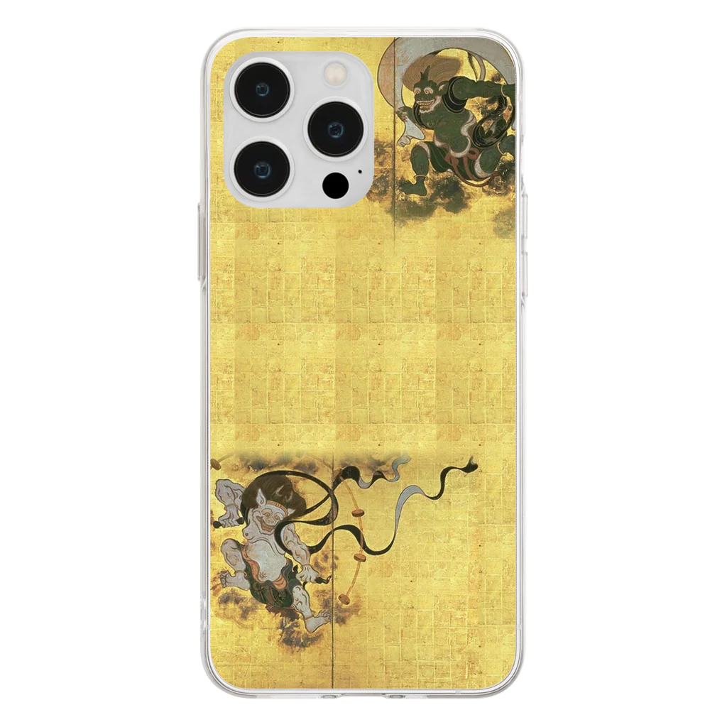 SONOTENI-ARTの023-001　俵屋宗達　『風神雷神図屏風』　クリア　スマホケース　iPhone 14ProMax/14Plus/13ProMax/12ProMax/11ProMax専用デザイン　CC5-2 Soft Clear Smartphone Case