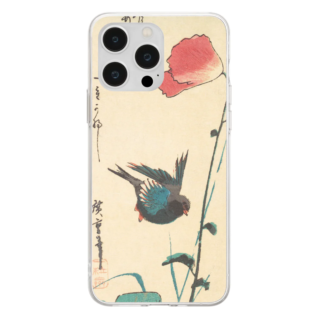 SONOTENI-ARTの024-002　歌川広重　『ポピーとスズメ』　クリア　スマホケース　iPhone 14ProMax/14Plus/13ProMax/12ProMax/11ProMax専用デザイン　CC5-2 Soft Clear Smartphone Case