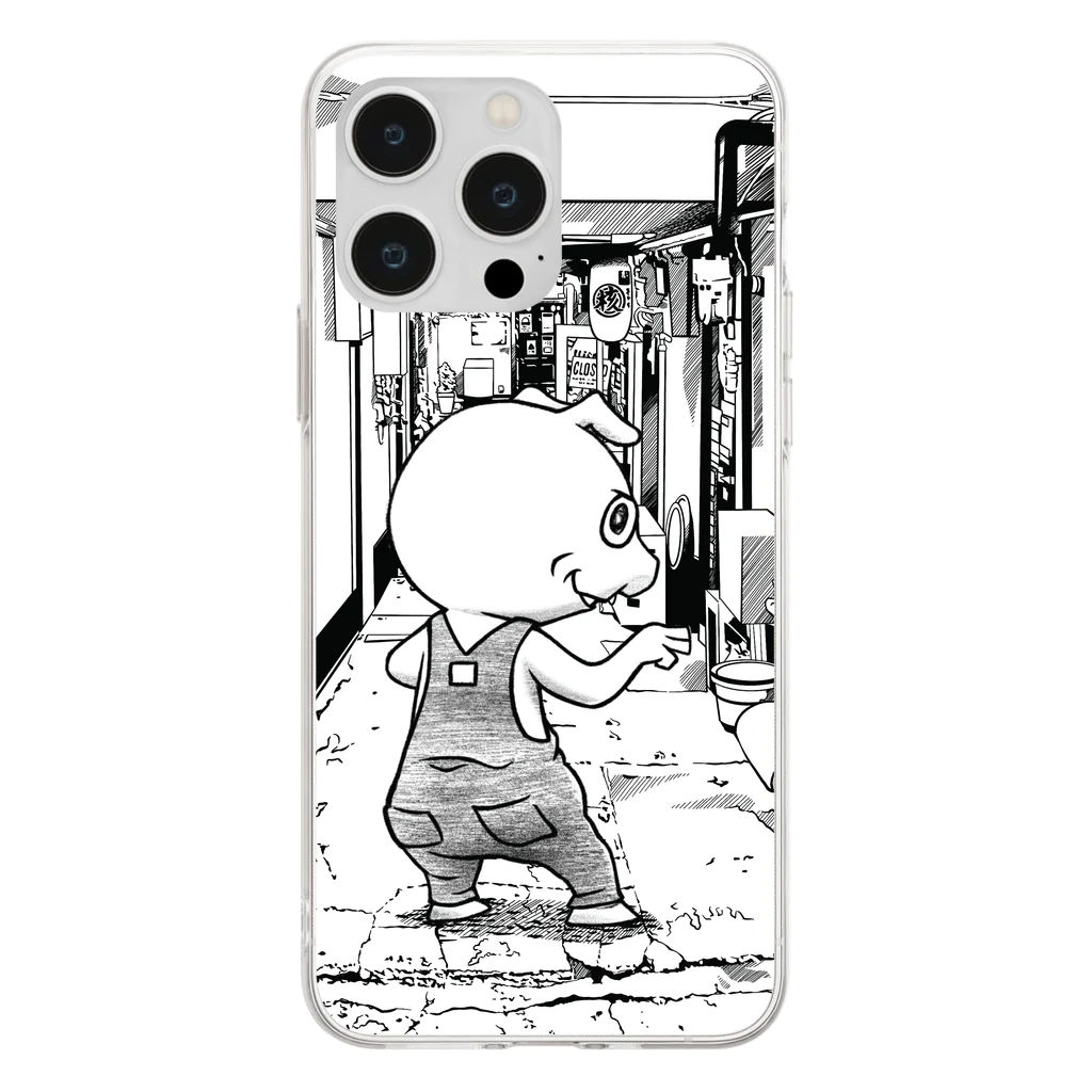 カンフーガールの見返り豚さん Soft Clear Smartphone Case