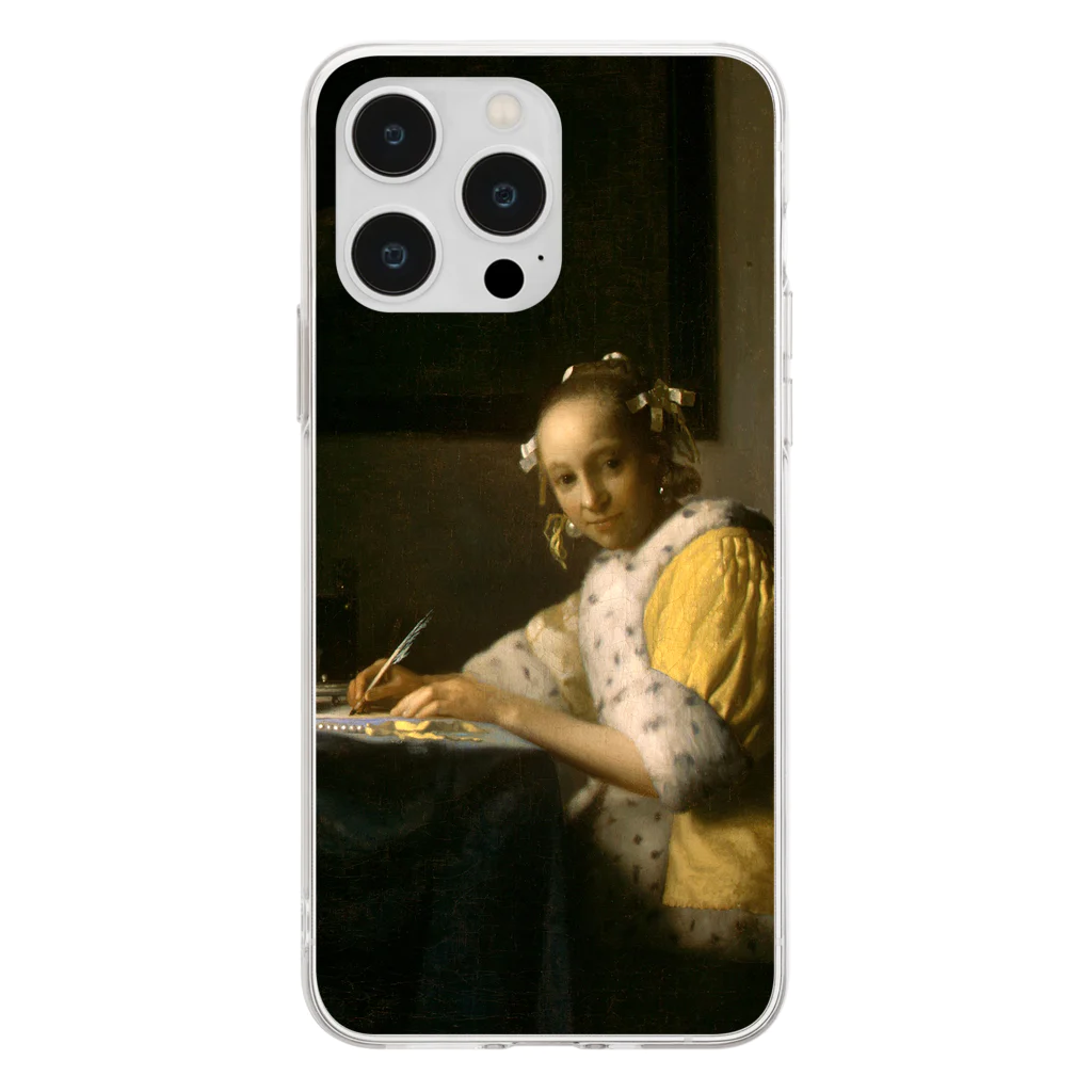 SONOTENI-ARTの008-009　フェルメール　『手紙を書く女』　クリア　スマホケース　iPhone 14ProMax/14Plus/13ProMax/12ProMax/11ProMax専用デザイン　CC5-2 Soft Clear Smartphone Case
