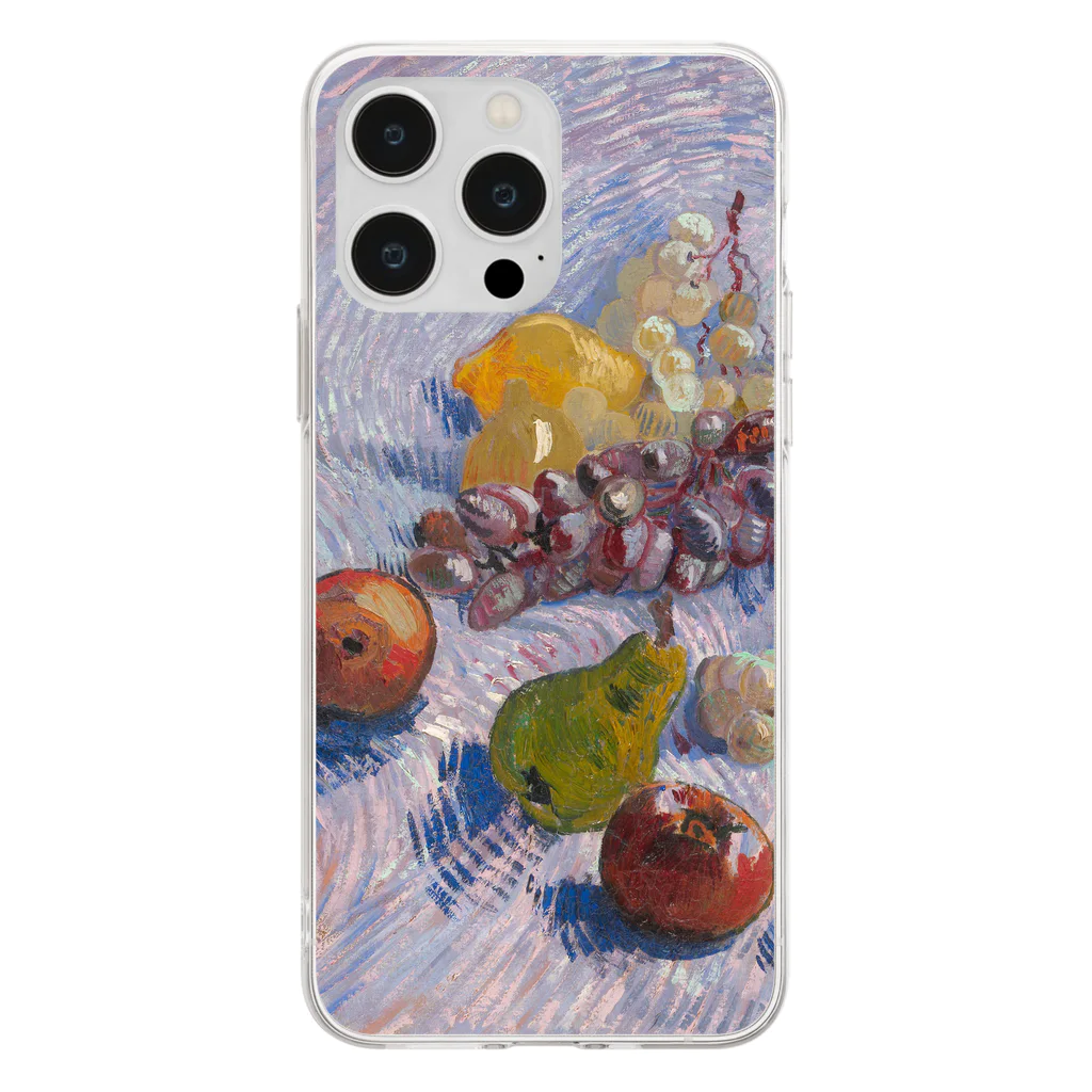SONOTENI-ARTの005-017　ゴッホ　『リンゴ、セイヨウナシ、レモン、ブドウのある静物 』　クリア　スマホケース　iPhone 14ProMax/14Plus/13ProMax/12ProMax/11ProMax専用デザイン　CC5-2 Soft Clear Smartphone Case