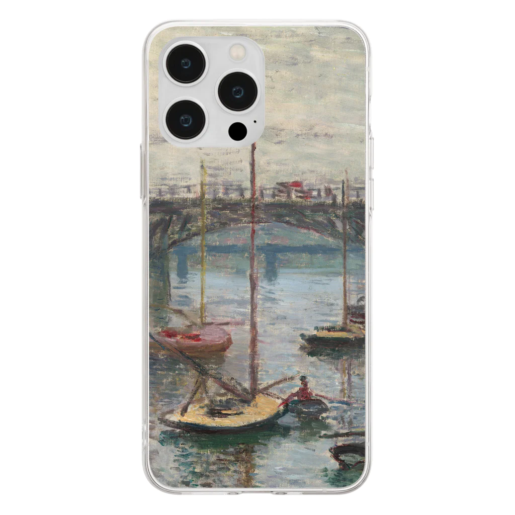 SONOTENI-ARTの004-024　クロード・モネ　『灰色の日のアルジャントゥイユの橋』　クリア　スマホケース　iPhone 14ProMax/14Plus/13ProMax/12ProMax/11ProMax専用デザイン　CC5-2 Soft Clear Smartphone Case