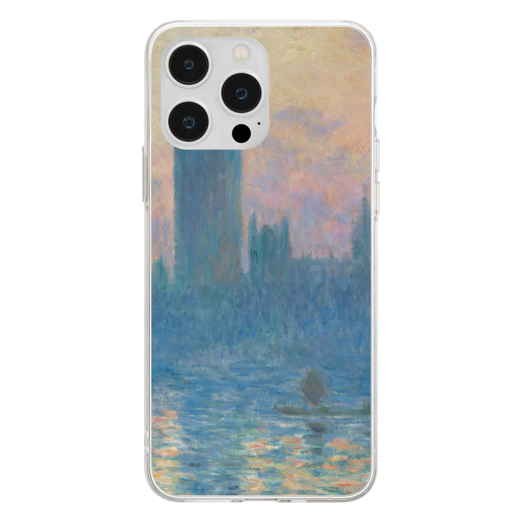 SONOTENI-ARTの004-026　クロード・モネ　『国会議事堂、日没』　クリア　スマホケース　iPhone 14ProMax/14Plus/13ProMax/12ProMax/11ProMax専用デザイン　CC5-2 Soft Clear Smartphone Case