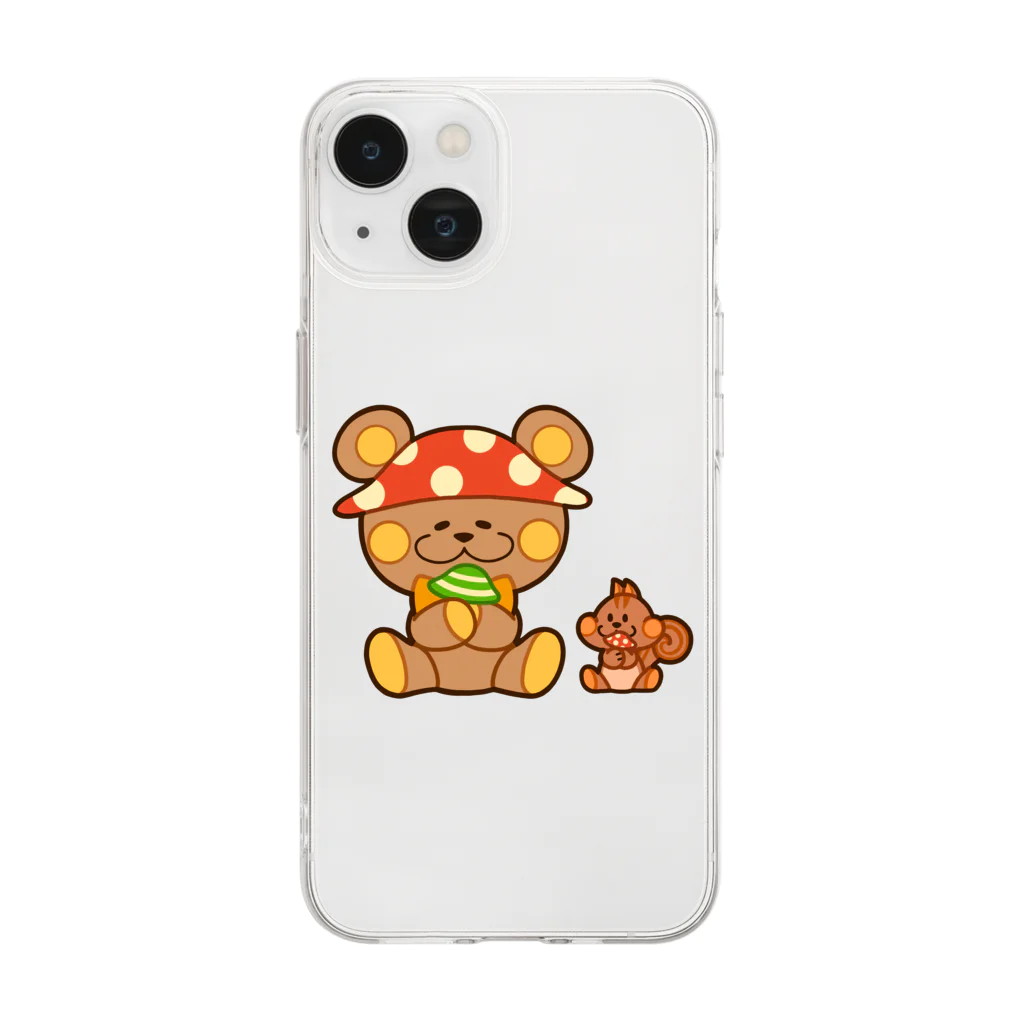 レタ(LETA)のぬいクマちゃんのキノコがり Soft Clear Smartphone Case